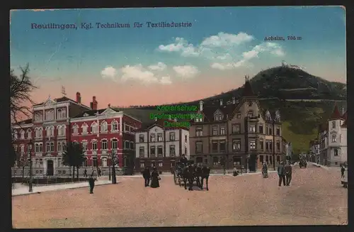 149393 AK Reutlingen Technikum Textilindustrie 1918 Achalm