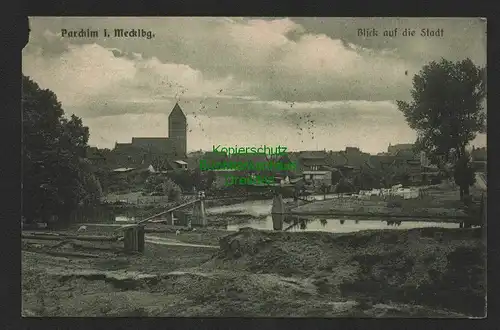 145396 AK Parchim 1916 Kirche Elde Brücke Verlag Goldiner