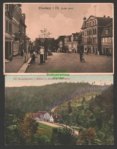 141410 2 AK Eisenberg i. Th. Großer Brühl Naupoldsmühle im Mühltal um 1920
