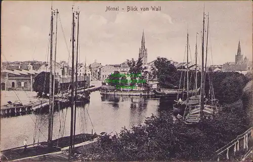 156401 AK Memel Litauen Ostpreußen Klaipeda 1917 Blick v. Wall Feldpost Bajohren