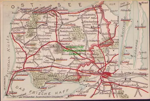 156405 AK Königsberg Ostpr. um 1920 Landkarten AK Bernsteinküste Frisches Haff