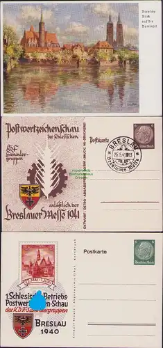 156464 3x Privatganzsache Breslau 1937 Sängerbundfest  Breslauer Messe PWZ Schau