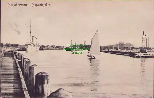 156434 AK Danzig Neufahrwasser Hafeneinfahrt 1917