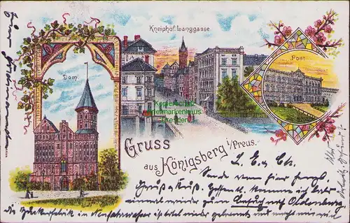 156416 AK Königsberg Ostpreußen 1901 Dom Post Kneiphöf. Langgasse Bahnpost