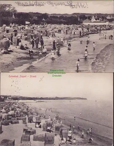 156432 AK Ostseebad Sopot Zoppot Strandleben 1917 Strand 1915