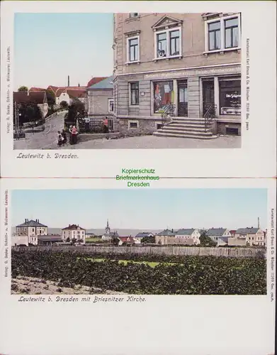 156264 AK Leutewitz bei Dresden mit Briesniter Kirche Schnitt und Wollwaren 1905