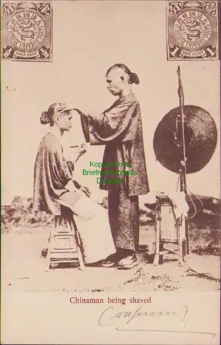156185 AK China Shanghai 1909 Chinaman being shaved rasieren