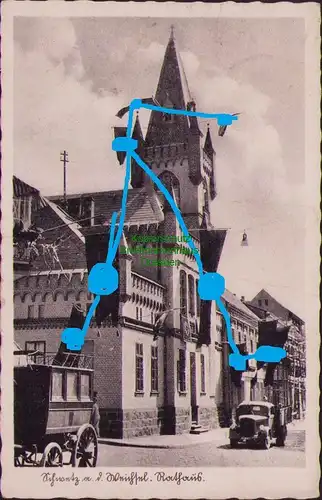 156225 AK Schwetz an der Weichsel Swiecie Rathaus 1943 mit Fahnen