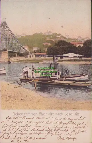 156132 AK Dresden Blaues Wunder Überfahrt von Blasewitz nach Loschwitz um 1905