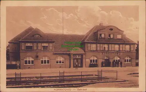 156214 AK Kornatowo Wpr. Bahnhof Gleisseite 1917 Chelmno