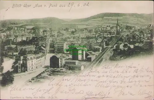 156371 AK Aue Erzgebirge Blick über die Stadt 1902