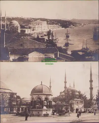 156288 2 AK Fotokarten Constantinopel 1910 Bosporus Palais Imperial Hagia Sophia