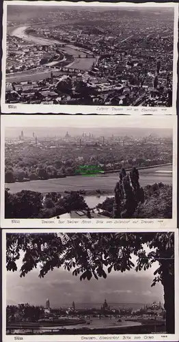 156388 3 AK Dresden Hahn Foto 7637 Luftbild mit den Elbebrücken um 1935 4255