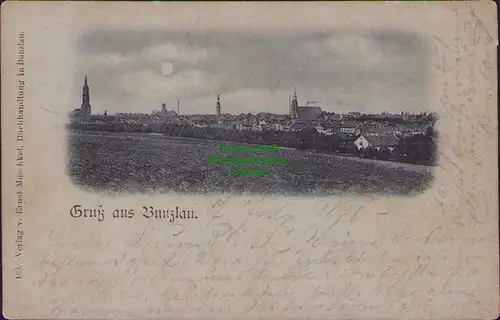 156354 AK Bunzlau Schlesien 1898 Mondscheinkarte Panorama