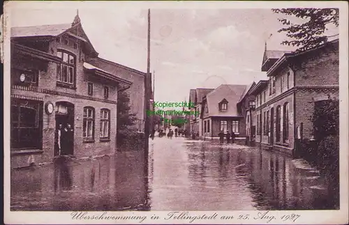 156207 AK Tellingstedt über Heide Holstein 1937 Hochwasser überflutete Straße