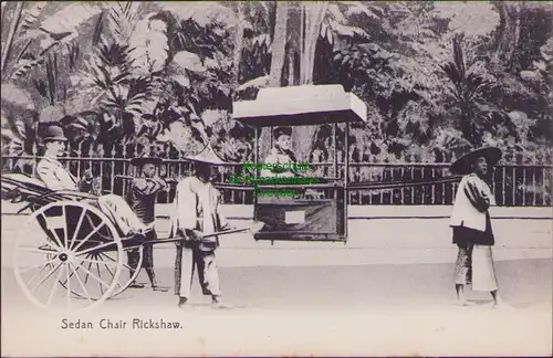 156291 AK Victoria Hong Kong China 1908 Sedan Chair Rickshaw