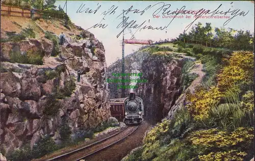 156279 AK Schreiberhau 1909 Eisenbahnstrecke Der Durchbruch b Niederschreiberhau