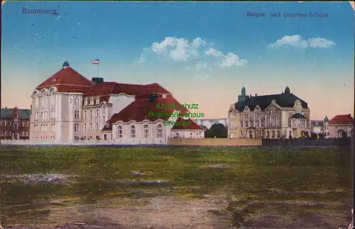 156324 AK Bromberg 1917 Bydgoszcz Wpr. Bürger- und Oberreal Schule