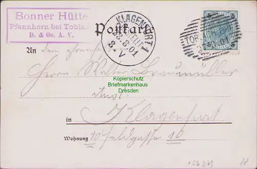 156379 AK Toblach 1901 Bonner Hütte Pfannhorn Ampezzaner Dolomiten