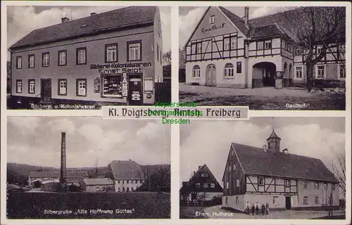 156372 AK Kleinvoigtsberg Amtsh. Freiberg Großschirma um 1930 Bäckerei Gasthaus