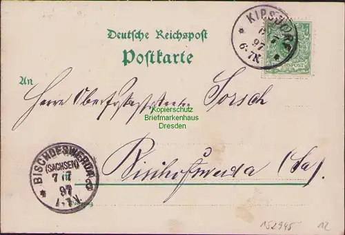 152945 AK Kipsdorf 1897 Litho Hotel und Restaurant Halali