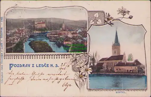 152865 AK Ledce Ledetz Tschechien Kirche Panorama 1902