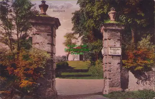 152912 AK Sorau Zary N.-L. 1917 Stadtpark Restauration zum Weinberg