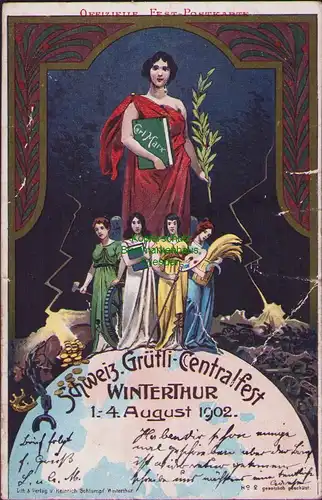 152985 AK Schweizerisches Grütli Centralfest Winterthur 1902 Off. Festpostkarte
