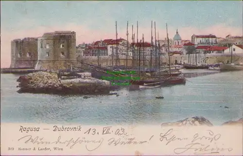 152870 AK Ragusa Dubrovnik Kroatien 1903 Hafen nach Knittelfeld