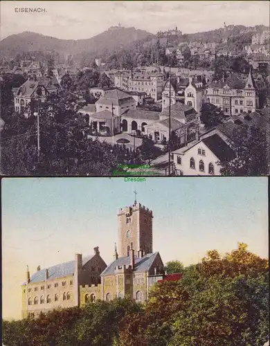 152967 2 AK Eisenach Panorama Wartburg v. d. Schanze 1905