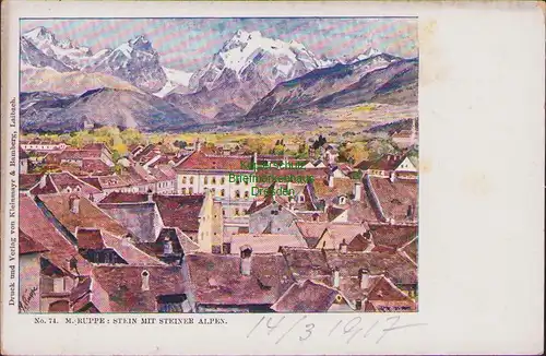 152867 AK Stein mit Steiner Alpen 1917 Feldpost Laibach Musterungskommmision