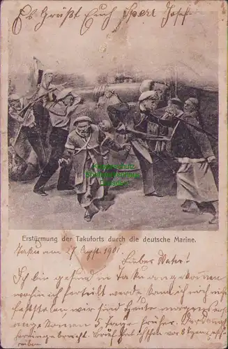 156040 AK China 1901 Boxeraufstand Erstürmung Takufort durch die deutsche Marine