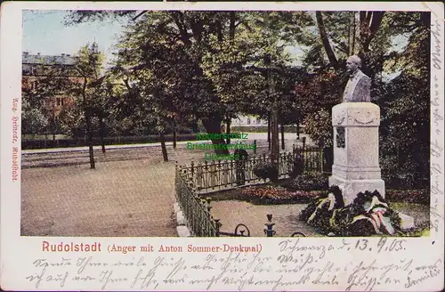 152623 AK Rudolstadt 1905 Anger mit Anton Sommer Denkmal