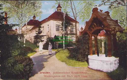 152722 AK Dresden 1916 Johannstädter Krankenhaus Männergarten Haus 9