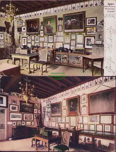 152800 2 AK Eger Cheb Städt. Museum Wallenstein Zimmer 1905 1915