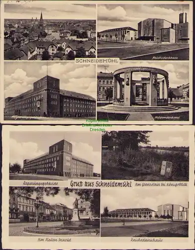 152829 2 AK Pila Schneidemühl 1939 Reichsdankhaus Heldendenkmal Regierung