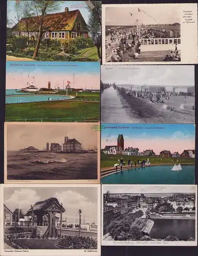 152588 8 AK Cuxhaven Strandbad Restaurant 1936 Badeanstalt Garnisonkirche 1914