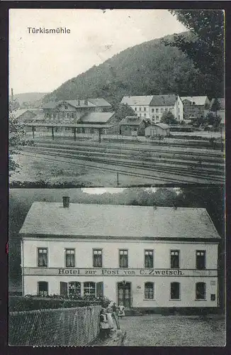 69291 AK Türkismühle Nohfelden Bahnhof Hotel Post 1909