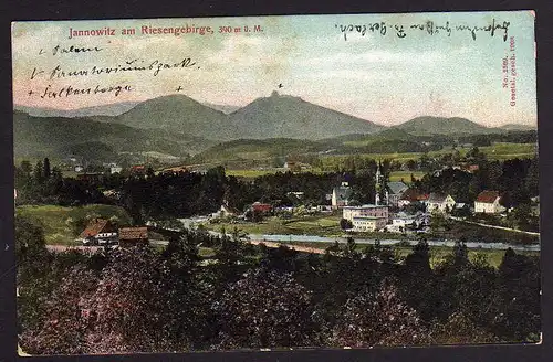 68661 AK Jannowitz am Riesengebirge Bahnpost 1909