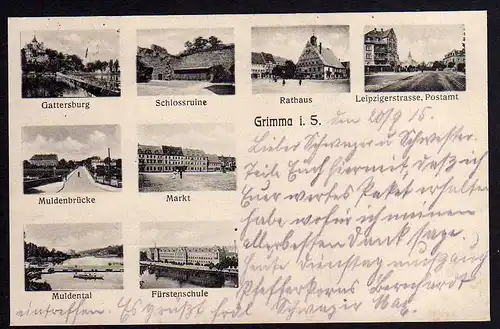 68357 AK Grimma Fürstenschule Markt Muldenbrücke 1915