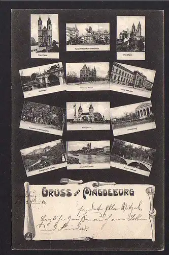 68377 AK Magdeburg Mikroskopkarte Hauptbahnhof ... 1905