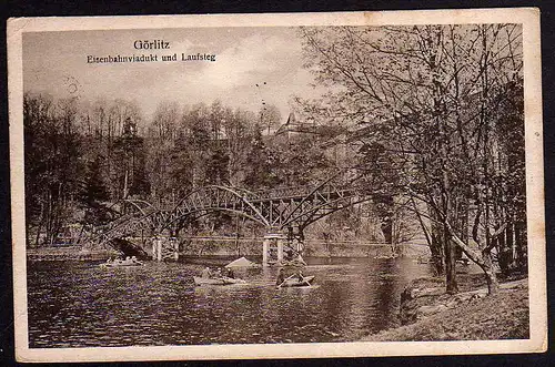 68517 AK Görlitz Eisenbahnviadukt und Laufsteg 1928