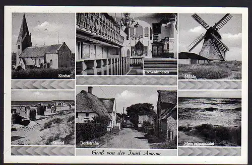 68581 AK Insel Amrum Windmühle Mole Kirche Dorfstraße .