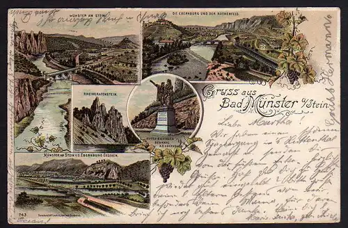 67293 AK Bad Münster am Stein Litho 1900 Ebernburg Roth