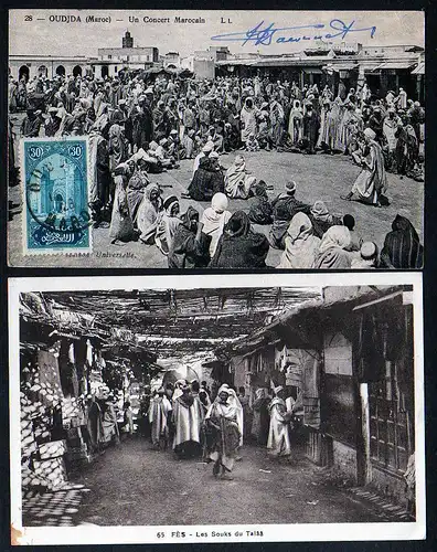 67334 2 AK Fes Maroc Les Souks du Talaa Oudjda Concert 1928 1934