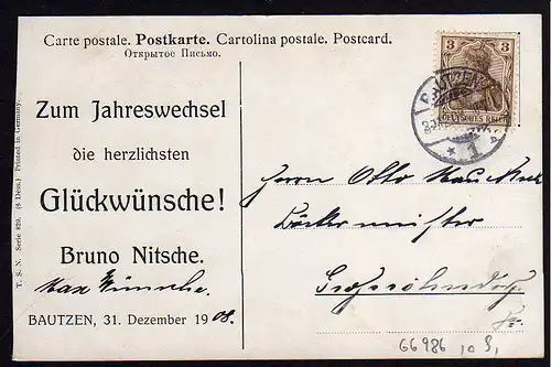 66986 AK Bautzen 1908 Bruno Nitzsche Jahreswechsel