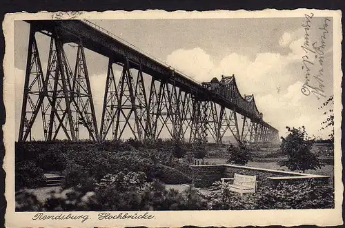 67212 AK Rendsburg Hochbrücke 1936 Bahnpost