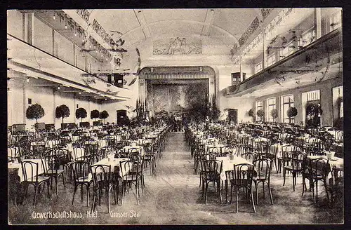 64864 AK Gewerkschaftshaus Kiel Grosser Saal Innen 1915