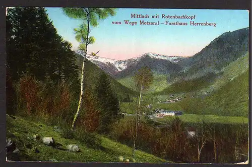 64873 AK Mittlach mit Rotenbachkopf 1915 Feldpost