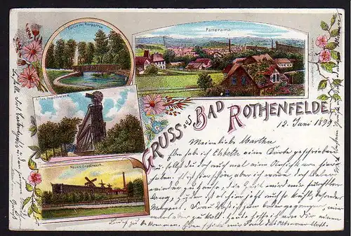 63601 AK Bad Rothenfelde 1899 Litho Altes Gradirwerk Windrad Panorama